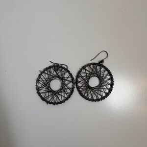 Black wire hoop earrings